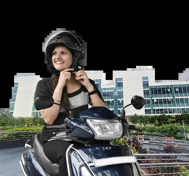 Rider on a rental scooter in Goa