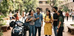 College students with rented two-wheelers